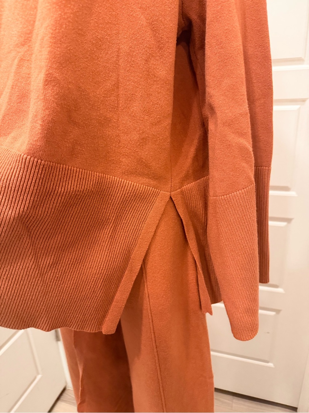 Anrabess Relaxed Wide-Leg Knit Set - Burnt Orange - Picture 5 of 8